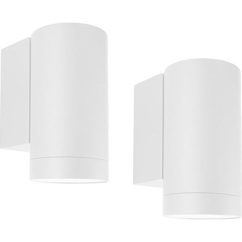2 pcs Applique Murale Exterieur/Interieur, GU10 Aluminium Down Eclairage Exterieur, IP65 Étanche Lampe Murale pour Jardin Couloir Entrée Terrasse, Ampoule non Incluse, Blanc (1/5)