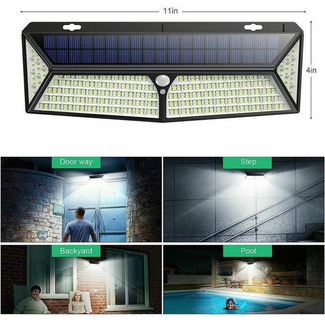 Lampe Solaire Extérieur 430 LED Détecteur de mouvement éclairage Solaire Extérieur Spot sans Fil Sécurité étanche Lumière Solaire pour Jardin，Fonepro (1/4)