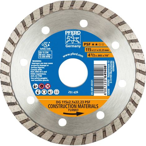 PFERD TOOLS 68011222 Dg Psf Disque à tronçonner diamanté Diamètre 115 mm Ø de perçage 22.23 mm 1 pc( (1/4)