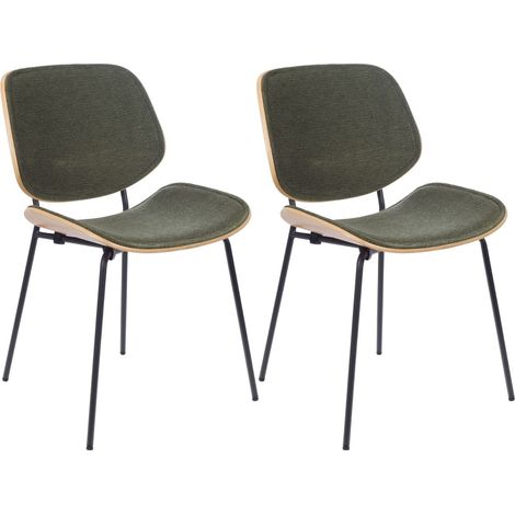 Chaises rétro en chêne et tissu (lot de 2) - ELLEA (1/5)