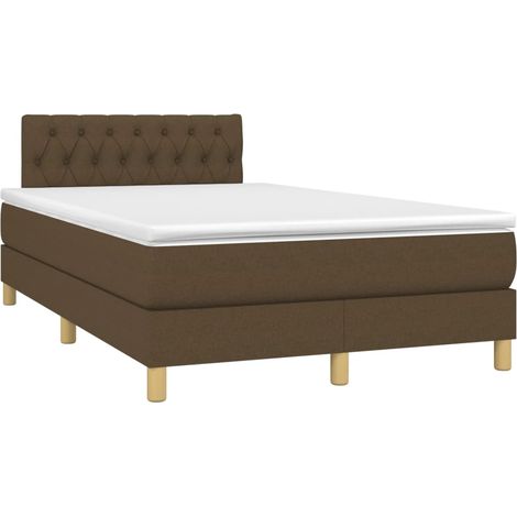 vidaXL Giroletto a Molle con Materasso Marrone Scuro 120x190cm Tessuto
