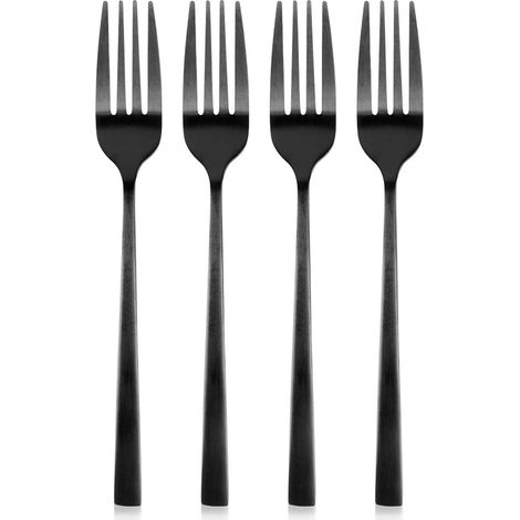 4 tenedores de postre negros, tenedores pequeños para pasteles, juego de tenedores (1/5)