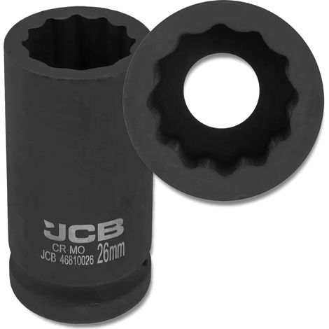 JCB TIEFER SCHLAGSCHLAG-STECKSCHLÜSSEL 3/4" Cr-Mo 12-Kant 26mm STECKSCHLÜSSEL