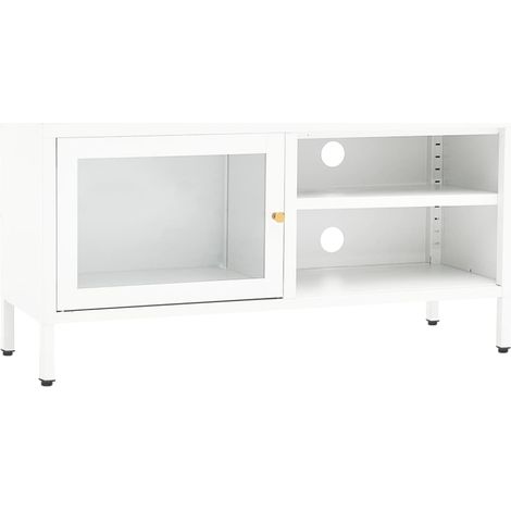 Maison Exclusive - TV-Schrank Weiß 90x30x44 cm Stahl und Glas