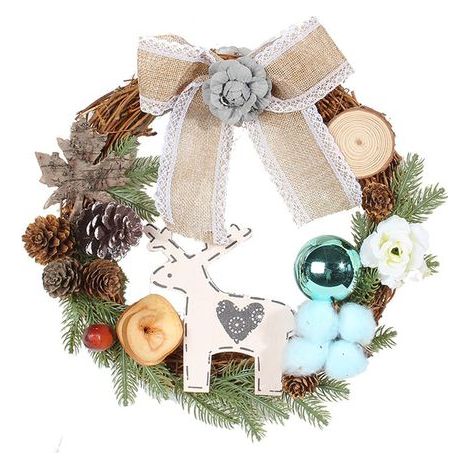 Coronas navideñas de 28 cm para la puerta principal, guirnalda artificial de invierno para fiestas en interiores y exteriores. (1/5)
