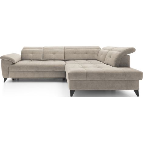 Divano ad angolo Beige 5 posti angolo destro letto supplementare INFERNO (1/5)