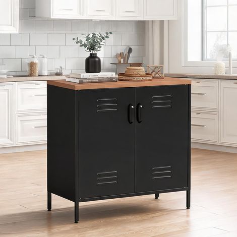 Buffet métallique industriel 80 cm noir avec étagère réglable (1/5)
