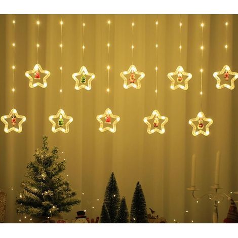 Christmas Lights, 3M Five-Pointed Star String Lights with 10 Cute DIY Christmas Decorations, Flashing String Lights (Warm White) - (1/3)