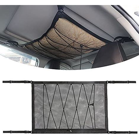 Filet Rangement Voiture Plafond, Filet Rangement Coffre Voiture Organisateur Voiture Entre Siege, Filet Elastique de Rangement (Filet de Rangement pour Toit de Voiture) (1/5)