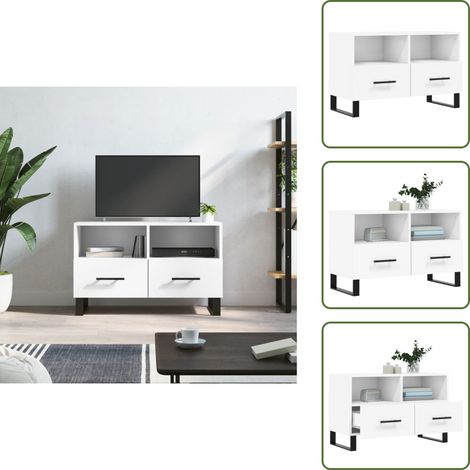 TV-Schrank Weiß 80x36x50 cm Holzwerkstoff - TV Schrank - Fernsehtisch - Regal - Wohnzimmermöbel - Holzmöbel (1/5)