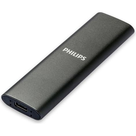 Philips Portable Externes SSD 1 TB – Ultra Fin, SATA Ultra Speed – USB, Lecture jusqu'à 540 MB/s, écriture jusqu'à 520 MB/s, Aluminium (FM01SS030P/00)