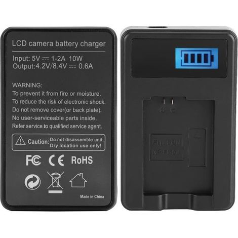 Chargeur simple LCD de batterie NP-FW50 pour Sony Alpha A6000 A6300 A6500 A7r A7 photo batterie (1/4)