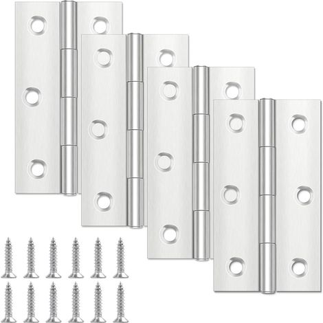 Charnières de porte 68 mm × 38 mm, charnières en acier inoxydable pour bois, charnières à mortaiser pour portes intérieures et extérieures (1/5)