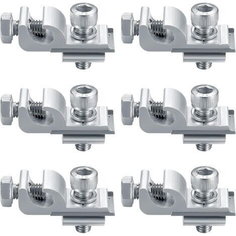 Lot de 6 clips de mise à la terre standard pour panneaux solaires, kit de fixation pour système de montage solaire, clips de support de montage, cosses de mise à la terre pour panneaux solaires (1/5)