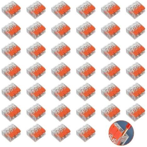 40 PCS Bornes de Connexion, Connecteur Electrique 4.0 mm² Orange Type Quick Plug-in Terminals Compacts Rapide Cosses Transparent Modèle Compact Bornes de Lustre pour Câblage Domestique et Automobile