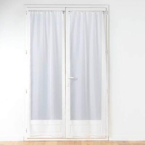 Paire de Voilages Passe-Tringle "Voiline" 70x200cm Blanc (1/5)