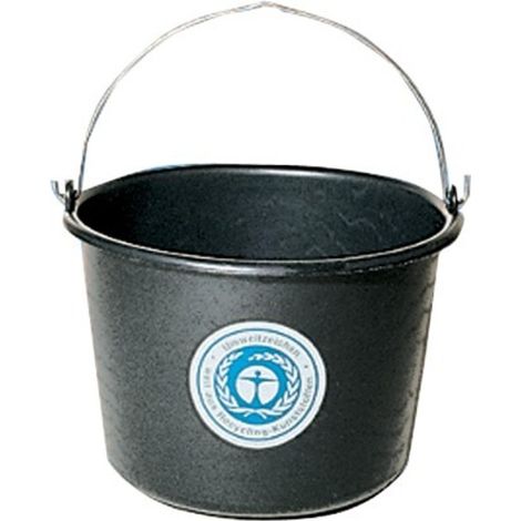 Baueimer 12l m.Kreuzboden schwarz Recycling-Kunststoff (1/3)