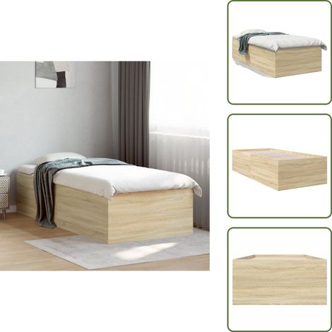 Bettgestell Sonoma-Eiche 100x200 cm Holzwerkstoff - Holzbettfassungen - Bettrahmen - Doppelbett - Einzelbett - Bettkasten (1/5)
