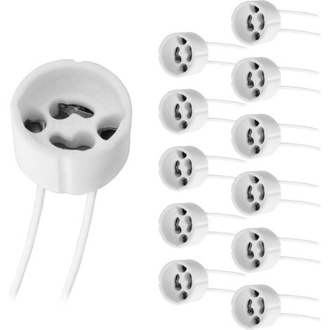 Lot de 12 Douille GU10, Base Céramique, Câble Silicone 14cm, Pour Spot LED Et Halogène, Plafond Cuisine Salle De Bain (1/5)