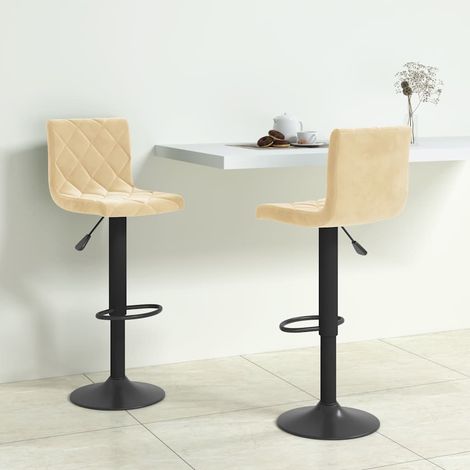 vidaXL Tabourets de bar lot de 2 crème velours (1/5)