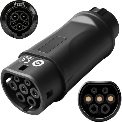 Adaptateur EV type 1 vers type 2 EV, type 1 (SAE J1772) mâle vers type 2 (IEC 62196), prise 32 A/16 A EV, adaptateur de charge, adaptateur de charge, station de charge pour véhicules (1/5)