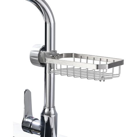 Support de Rangement Amovible pour Robinet de Cuisine, Salle de Bain, Brosse à récurer, Savon, en Acier Inoxydable (1/5)