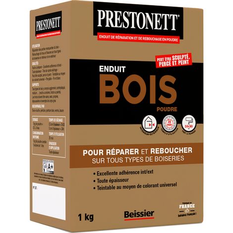 Enduit de réparation et rebouchage PRESTONETT BOIS en poudre, intérieur et extérieur 1 kg