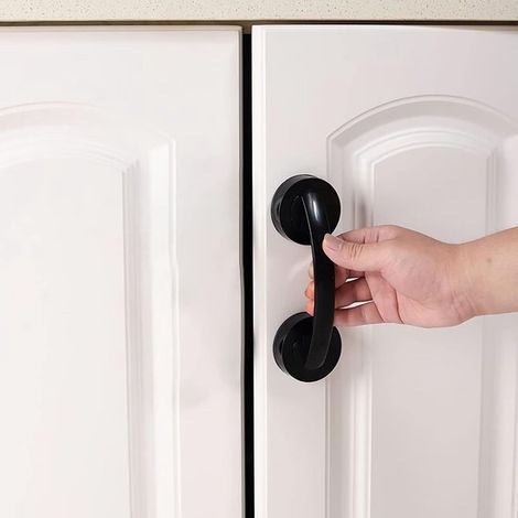 Maniglione di sostegno antiscivolo con ventosa, per bagno e WC, 19,4 cm, nero, per doccia e WC, ausilio portatile per bambini e anziani (1/5)