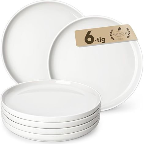 assiettes à dîner en céramique de 21,6 cm résistantes aux rayures pour dessert/pâtes/plats/salade, passent au lave-vaisselle et au micro-ondes, blanc ivoire (1/5)