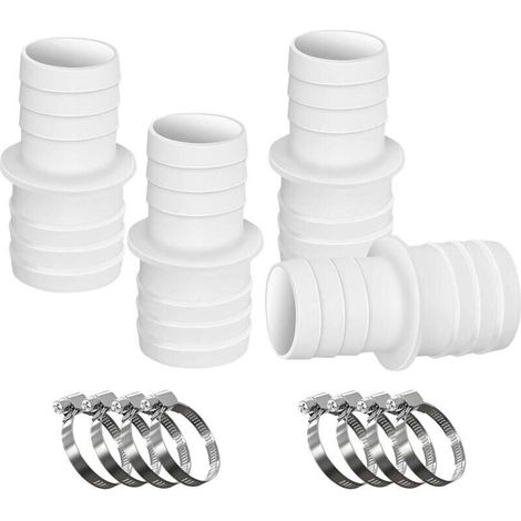 Poolschlauchverbinder mit 32–38 mm Durchmesser und 8 Schlauchschellen, Schlauchreduzieradapter für Schwimmbad, Garten