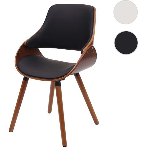 Chaise de Salle à manger HWC-D23, chaise avec dossier, design rétro - similicuir noir (1/5)