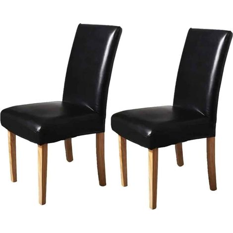 Housse De Chaise - Cuir Pu Impermeable Et Resistant A Lhuile - Pour Salle A Manger Cuisine Hotel Mariage - Lot De 2 (1/5)