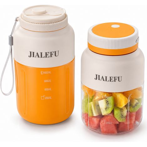 Blender Portable Rechargeable JIALEFU, 38 Lames, Gobelet 1300 ml, 2 Couvercles, Beige (1/5)