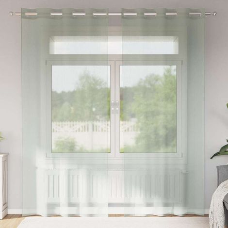 Rideaux en voile avec œillets 2 pcs gris clair 140x245 cm (1/5)