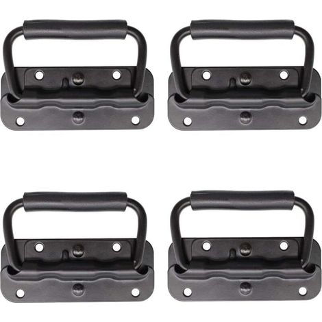 4 Pièce Poignée de Flight Case, Poignée à Ressort de Boîte à Outils, Traction Poignée Pliante à Ressort, Remplacement et Installation de la Poignée pour Boîtes à Outils ou Boîtes de Rangement (1/4)