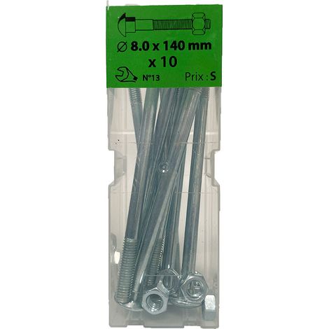 10 boulons TRCC 8 x 140mm zingué - Viswood (1/2)