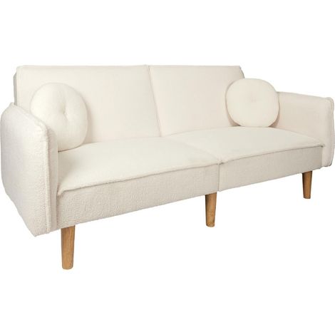 FLIP - Canapé Convertible Bois d'Eucalyptus Tissu Blanc (1/5)