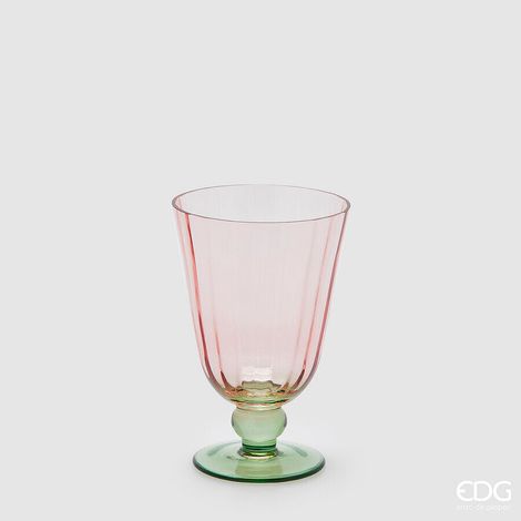 EDG Enzo De Gasperi Vaso Righe Coppa con piede H 15 Cm D 10 Cm Green Pink