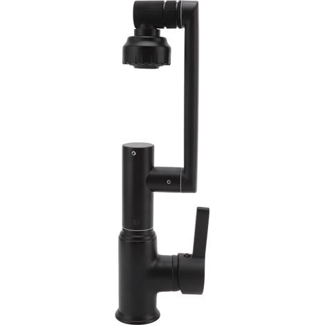 Robinet pivotant en laiton G1 à bec long 360° avec affichage numérique, accessoires de salle de bain pour baignoire et lavabo de cuisine, noir (1/5)