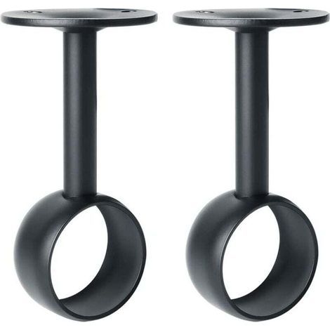 Support de Tringle à Rideaux Support Tringle Penderie avec Vis Support de Plafond pour Rideau et Armoire, Noir Mat en Acier Inoxydable, Diamètre 32 mm, 2 Pcs