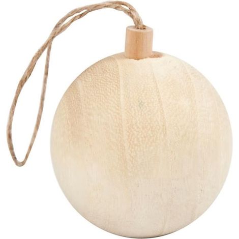 Boule de Noël - Bois - 6,4 cm - Beige - Adulte - Mixte