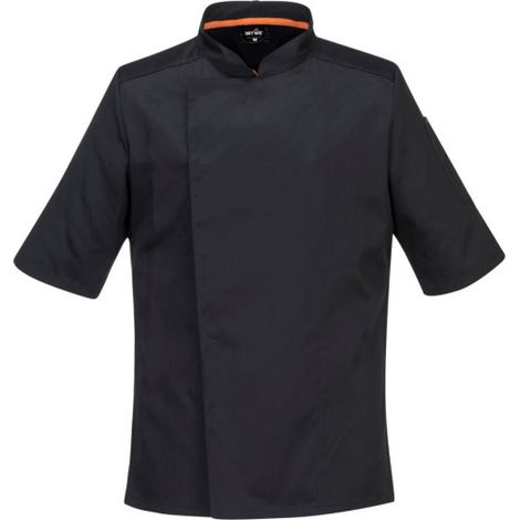 Chaqueta de cocinero de manga corta Stretch Mesh Air Pro adornos resalte C746 XXL Negro
