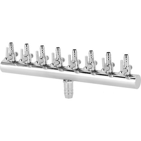 Stainless Steel Aquarium Air Pump Distributor, 8-Way Oxygen Hose Control Valve Connector (1/5)