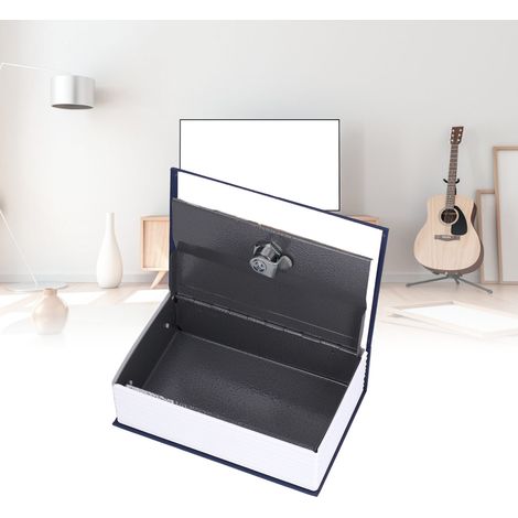 Coffre-fort classique en acier en forme de livre, coffre-fort de haute qualité avec serrure à livre secrète, boîte à combinaison de clé cachée, imitation livre en acier bleu. (1/5)