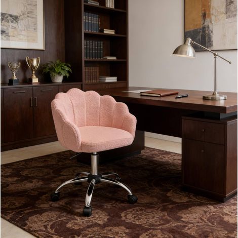 Silla de oficina regulable en altura, diseño flor, rosa DESVIAE (1/4)