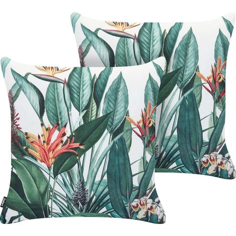 Gartenkissen 2er Set NANDINA Pflanzenmuster 45 x 45 cm Grün (1/5)
