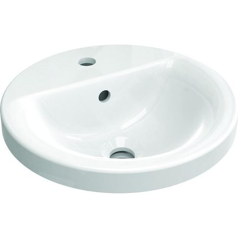 Ideal Standard – Vasque à encastrer ronde 380 mm – Avec trop-plein et 1 trou pour robinet – Céramique blanche – Set de fixation inclus (1/5)