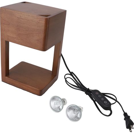 Ortviai Lampe chauffe-bougie électrique avec minuterie et intensité réglable – Bois de noyer, 2 ampoules incluses (1/5)