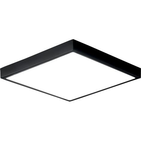 Plafoniera da bagno LED DOMO quadrata nera 24W luce naturale 24 cm.