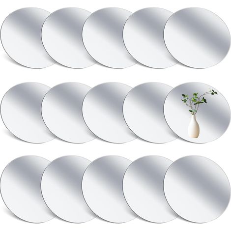Lot de 15 autocollants miroir ronds de 10 cm - En acrylique - Pour décoration murale - Pour chambre à coucher, salon, couloir (1/5)